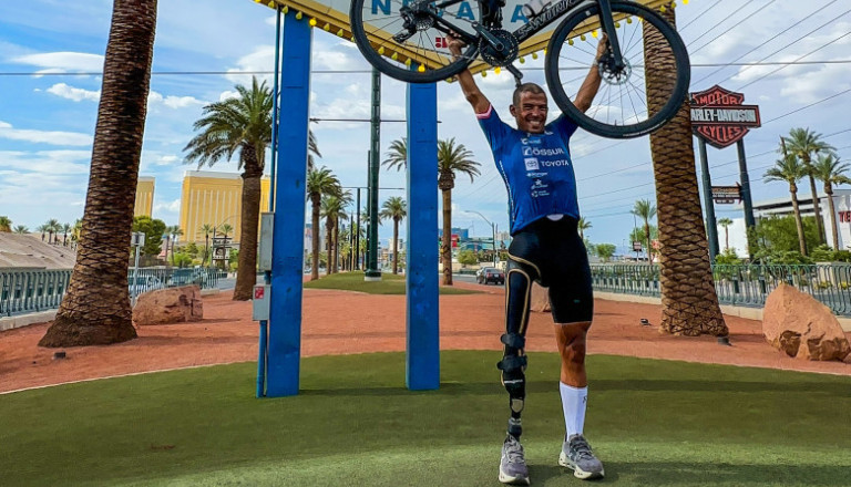 Paralympic Cyclist Mohamed Lahna Reaches Las Vegas in Record Time
